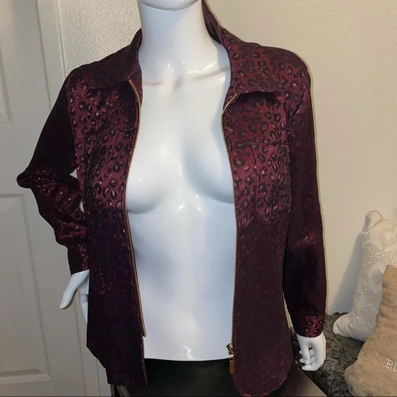 Maroon Animal Print Jacket - Picture 3 of 9